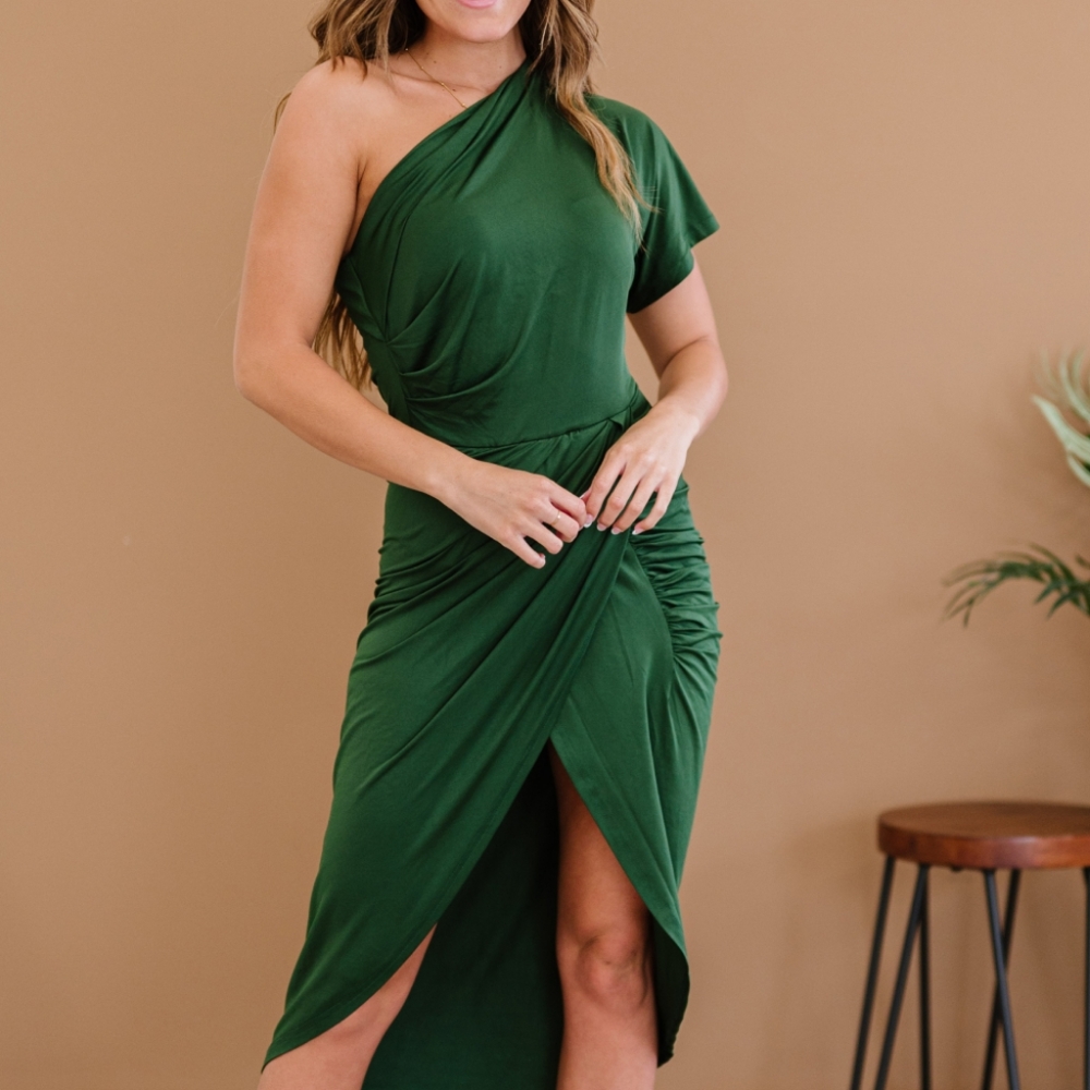 Green One Shoulder Dress